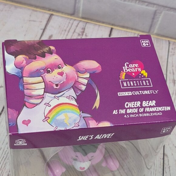 Care Bears Cheer Bear as Bride Of Frankenstein 4.5in Bobblehead NIB - Picture 6 of 7